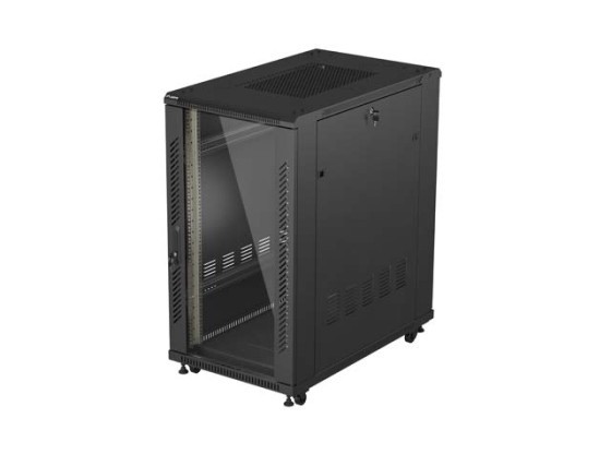 EINBAURACK 19" 22U 600X1000 SCHWARZ LANBERG GLAS TÜR (FLAT PACK)