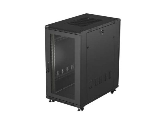 EINBAURACK 19" 22U 600X1000 SCHWARZ PERFORIERTE TÜR LANBERG (FLAT PACK)