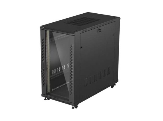 EINBAUSCHRANK RACK 19" 22U 600X1200 SCHWARZ GLASTÜR LANBERG (FLAT PACK)