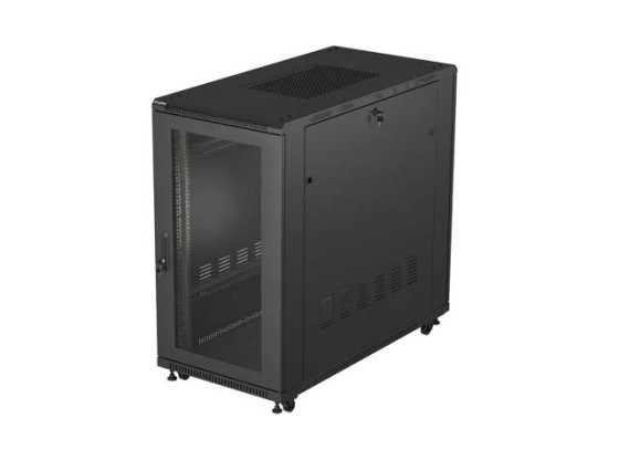EINBAUSCHRANK RACK 19" 22U 600X1200 SCHWARZ PERFORIERTE TÜR LANBERG (FLAT PACK)