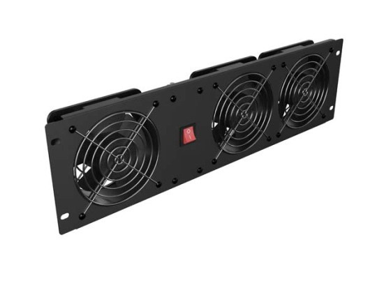 VERTIKALE LÜFTUNGSPLATTE 19" 3U FÜR RACK DREI LÜFTER 230V SCHWARZ LANBERG
