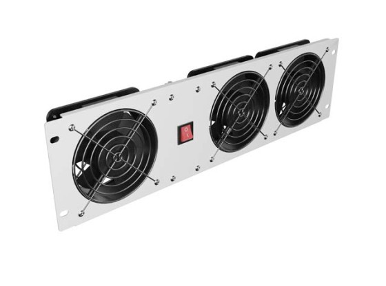 VERTIKALE LÜFTUNGSPLATTE 19" 3U FÜR RACK DREI LÜFTER 230V GRAU LANBERG