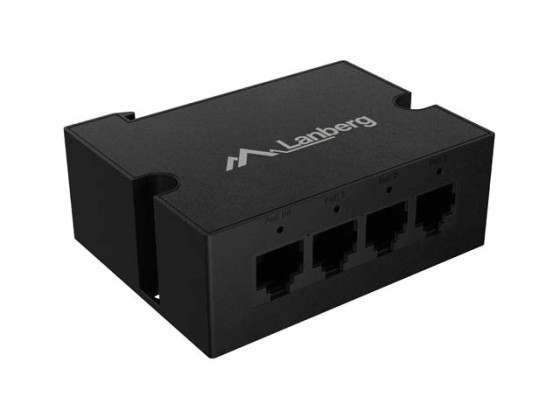 SWITCH LANBERG DIN-FE4-AT-30W 1XIN 3X OUT 100MB POE EXTENDER FAST ETHERNET DIN RAIL AT 30W