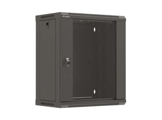 EINBAURACK 19" 12U 540X350 SCHWARZ GLASTÜR LANBERG (FLAT PACK)