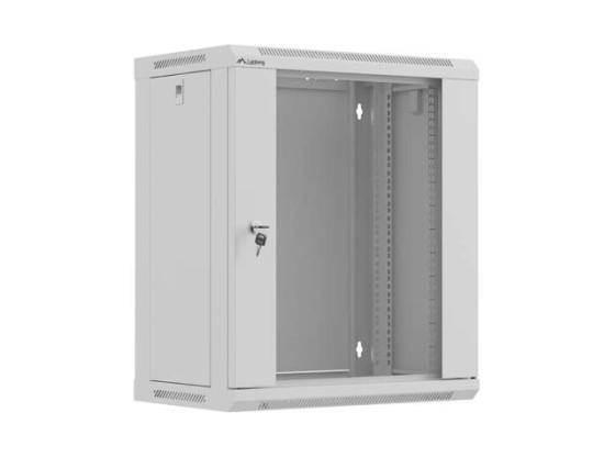 EINBAURACK 19" 12U 540X350 GRAU GLASTÜR LANBERG (FLAT PACK)