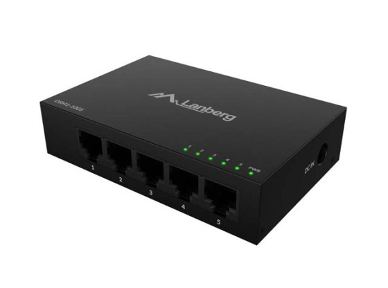 LANBERG SWITCH DSM1-1005 5X 1GB/S UNMANAGED GIGABIT ETHERNET DESKTOP 12V(METAL ENCLOSURE)