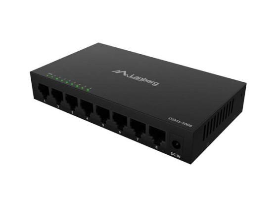 LANBERG SWITCH DSM1-1008 8X 1GB/S UNMANAGED GIGABIT ETHERNET DESKTOP 12V (METALLGEHÄUSE)