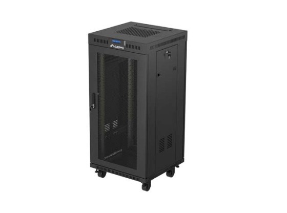 RACKMOUNT INSTALLATIONSSCHRANK 19" 24U 600X600 SCHWARZ LCD PERFORIERTE TÜR LANBERG (FLAT PACK) V2