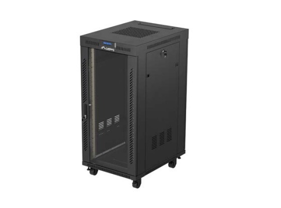INSTALLATION RACK 19" 24U 600X800 SCHWARZ GLAS TÜR LCD LANBERG (FLAT PACK) V2