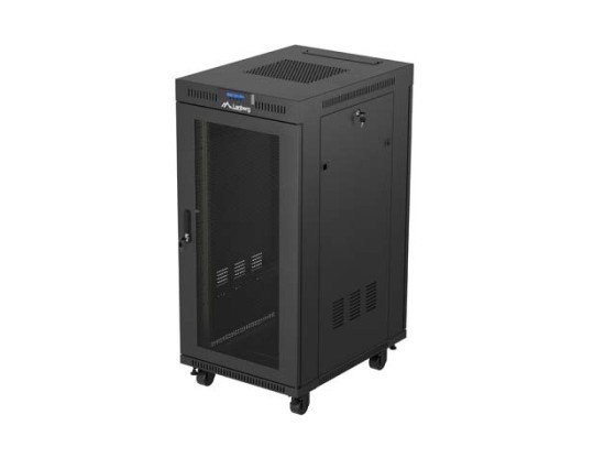 RACKMOUNT INSTALLATIONSSCHRANK 19" 24U 600X800 SCHWARZ LCD PERFORIERTE TÜR LANBERG (FLAT PACK) V2