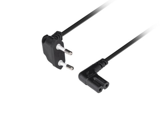 STROMKABEL EURO (RADIO) CEE 7/16->IEC 320 C7 1.8M WINKEL VDE SCHWARZ LANBERG