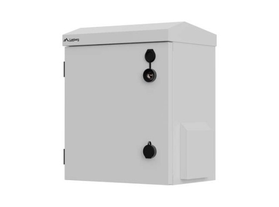 RACK-SCHRANK 10" WAND-/MASTMONTAGE IP55 HERMETISCH 320X220X400 GRAU LANBERG (MONTIERT)