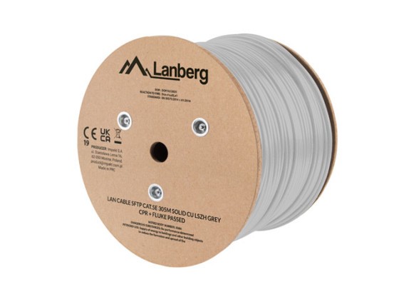 LAN KABEL CAT.5E SFTP 305M SOLID CU LSZH GRAU CPR + FLUKE BESTANDEN LANBERG