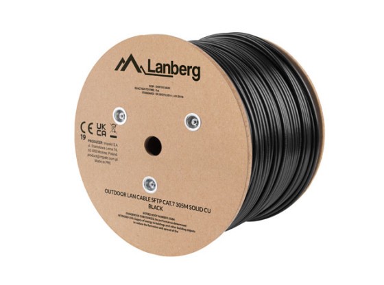 LAN KABEL CAT.7 SFTP 305M SOLID OUTDOOR CU SCHWARZ FLUKE PASSED LANBERG
