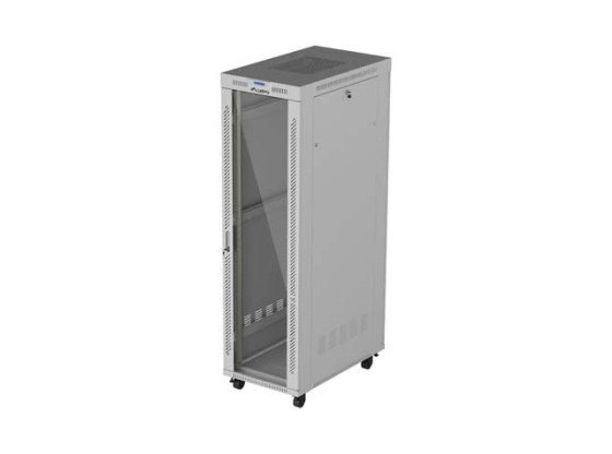 19"-Rack-Schrank, freistehend, 42 HE/600 x 1000 (Flachpack) mit Glastür, LCD, grau, LANBERG