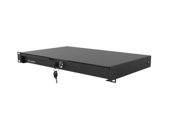19"-Schublade 1U/483 x 270 mm, maximale Tragkraft bis zu 90 kg, 4-Punkt-Befestigung, schwarz, LANBERG