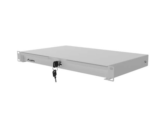 19"-Schublade 1 HE/483 x 270 mm, maximale Tragkraft bis zu 90 kg, 4-Punkt-Befestigung, grau, LANBERG