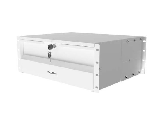 19"-Schublade 4U/483 x 360 mm, maximale Tragkraft bis zu 90 kg, 4-Punkt-Befestigung, grau, LANBERG
