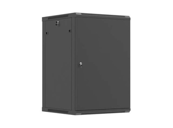 19-Zoll-Rack-Schrank für die Wandmontage, 18 HE/600 x 600 (Flachpack) mit Metalltür, schwarz, LANBERG