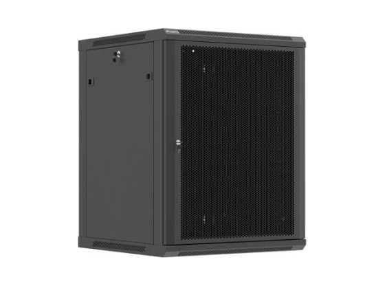 19-Zoll-Rack-Schrank für die Wandmontage, 15 HE, 600 x 600 (Flachpack), mit Lochblechtür, schwarz, LANBERG