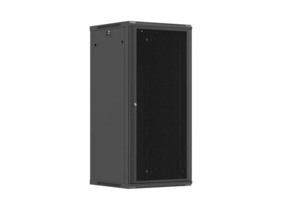19-Zoll-Rack-Schrank für die Wandmontage, 27 HE/600 x 600 (Flachpack) mit Lochblechtür, schwarz, LANBERG