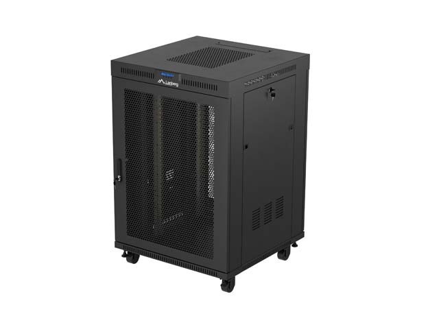 RACKSCHRANK 19" FREISTEHEND 22U/800X800 (FLAT PACK) SCHWARZ MIT GLASTÜR LCD LANBERG V2