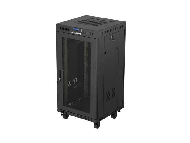 RACKSCHRANK 19" FREISTEHEND 22U/600X600 (FLAT PACK) MIT NETZTÜR LCD SCHWARZ LANBERG V2