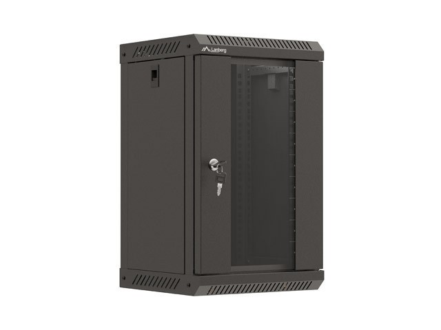 EINBAURACK 10" 9U 300X300 SCHWARZ GLASTÜR LANBERG (FLAT PACK)