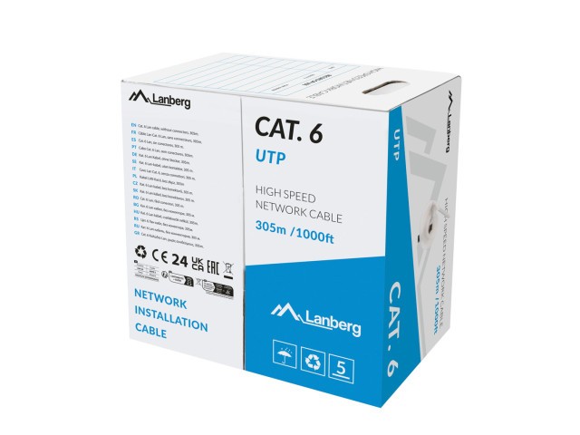 LAN UTP CAT.6 305M WIRE CCA GRAY FLUKE PASSED LANBERG