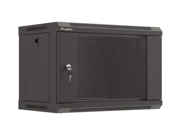 EINBAURACK 19" 6U 540X350 SCHWARZ GLASTÜR LANBERG (FLAT PACK)