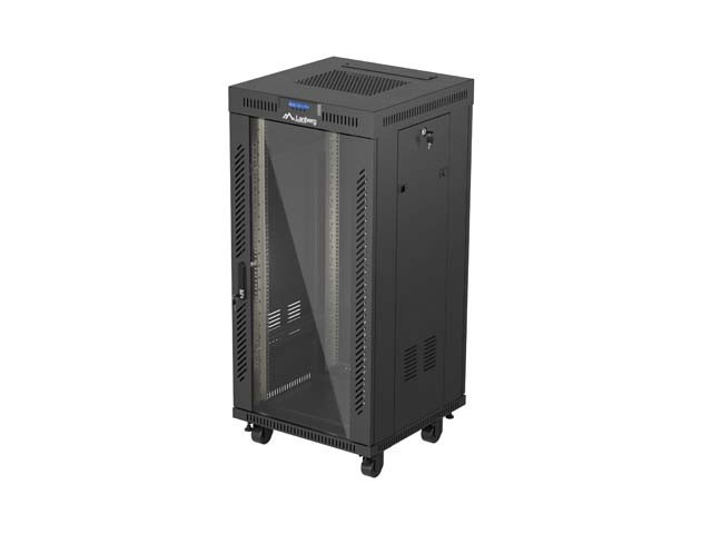 INSTALLATION RACK 19" 24U 600X600 SCHWARZ GLAS TÜR LCD LANBERG (FLAT PACK) V2